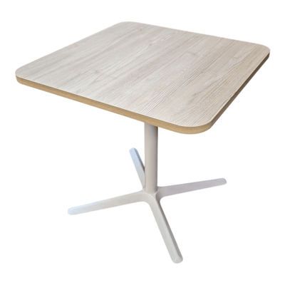 Gunlocke 30in Square Table, Walnut Top and White Metal Base