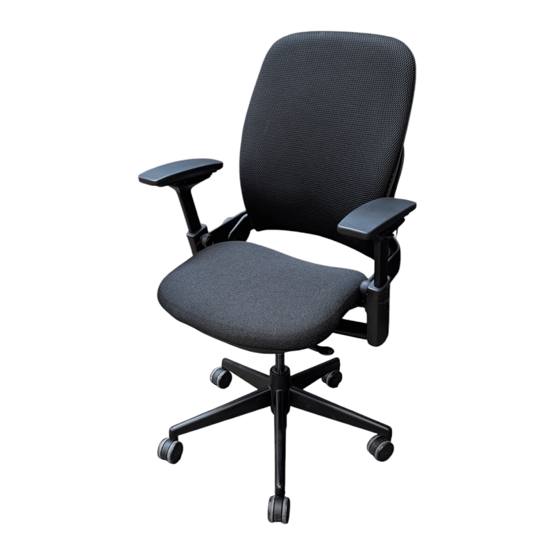 Steelcase Leap V2 Task Chair - Black Cloth Seat and Black Mesh Back