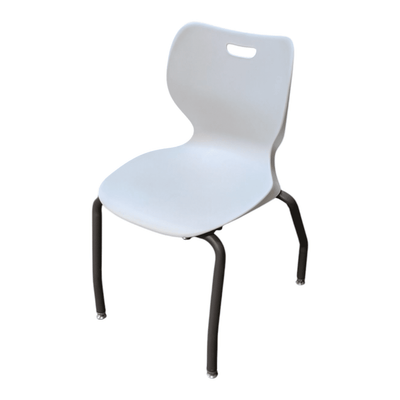 Pre-Owned HON SmartLink Stack Chair – White Plastic with Grey Metal Legs