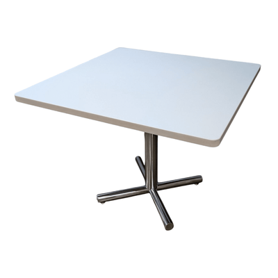 Pre-Owned HON 30" Square Breakroom Table – White Laminate with Chrome Base