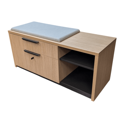 48" Haworth 2-Drawer Lateral Storage Cabinet - Oak Finish with Cushion Top | Pre-Owned Office Storage
