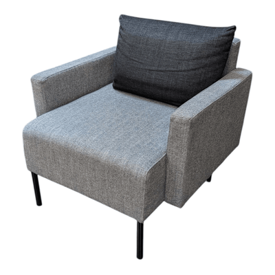 HBF Grey Fabric Lounge Chair with Black Cushion and Legs 230084 | Pre-Owned Office Lounge Chair for Reception Areas