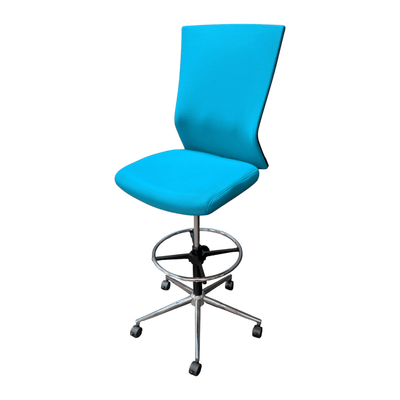 Teal Armless Ergo Drafting Stool with foot ring