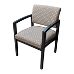 Wood Side Chair - Black Frame with Tan and Multicolored Fabric Seat | Pre-Owned Guest Chair