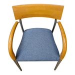 Bernhardt Wood Frame Side Chair - Blue Fabric Seat Chrome Legs | Pre-Owned Modern Guest Chair