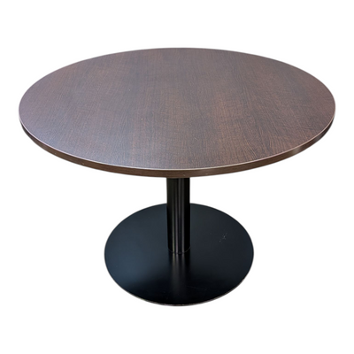 42" Round Breakroom Table - Mahogany Top and Black Metal Base