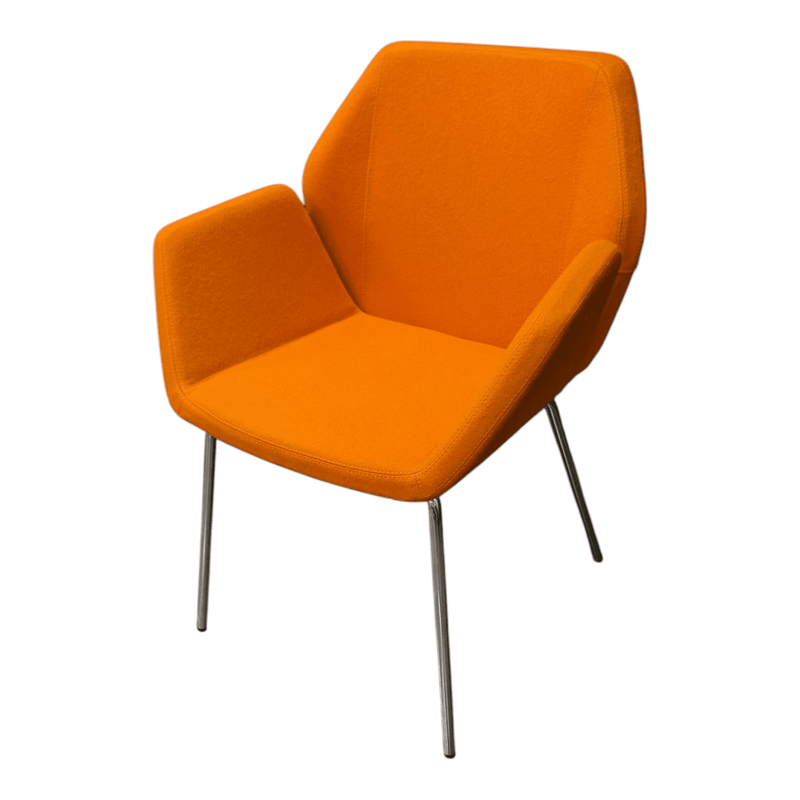 Keilhauer Cahoots Side Chair - Orange Upholstery with Chrome Frame | Pre-Owned Modern Guest Chair