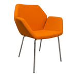 Keilhauer Cahoots Side Chair - Orange Upholstery with Chrome Frame | Pre-Owned Modern Guest Chair