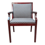 Patrician Furniture Wood Framed Side Chair - Mahogany with Green Fabric | Pre-Owned Traditional Guest Chair