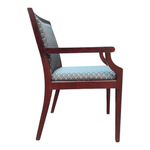 Patrician Furniture Wood Framed Side Chair - Mahogany with Green Fabric | Pre-Owned Traditional Guest Chair
