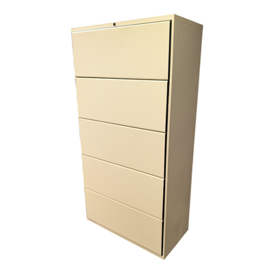 Off-White Flip Door 5-Drawer Lateral File Cabinet