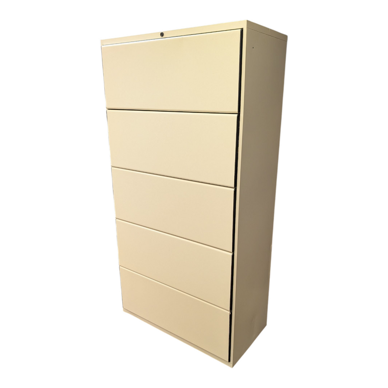 Off-White Flip Door 5-Drawer Lateral File Cabinet