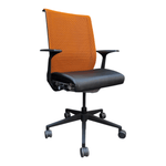 Intelligent Ergonomic Task Chair with Black Seat and Orange Mesh Back | Steelcase Think V1
