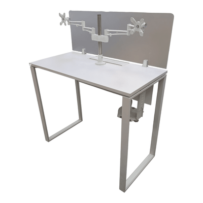 4x2 Sunline LZ Elevated Benching System SSG260056 | Pre-Owned Office Workstation with Frosted Glass Privacy Screens