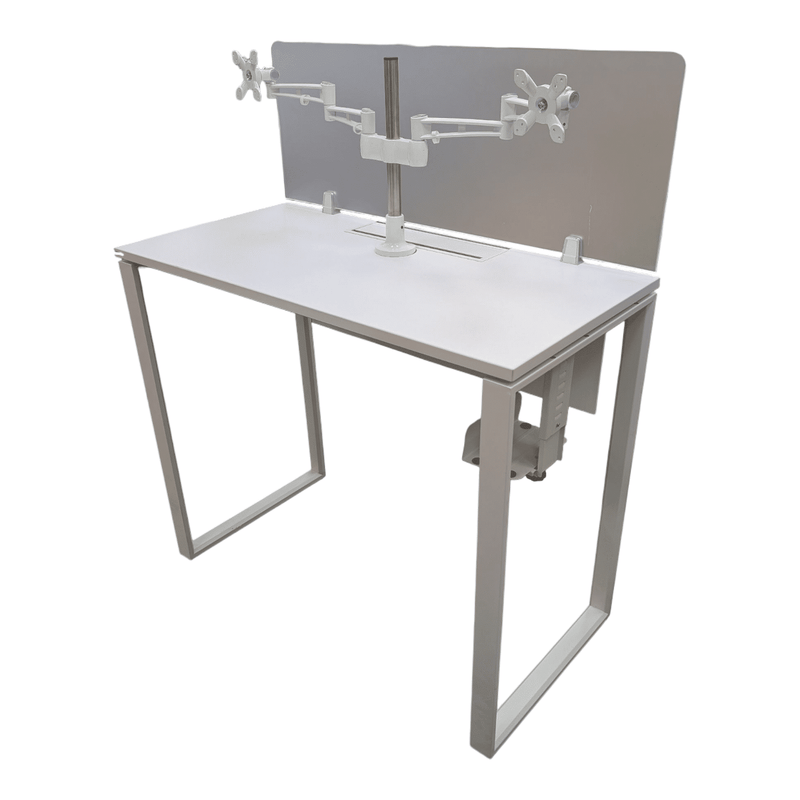 4x2 Sunline LZ Elevated Benching System SSG260056 | Pre-Owned Office Workstation with Frosted Glass Privacy Screens