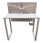 4x2 Sunline LZ Elevated Benching System SSG260056 | Pre-Owned Office Workstation with Frosted Glass Privacy Screens