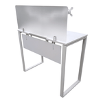4x2 Sunline LZ Elevated Benching System SSG260056 | Pre-Owned Office Workstation with Frosted Glass Privacy Screens