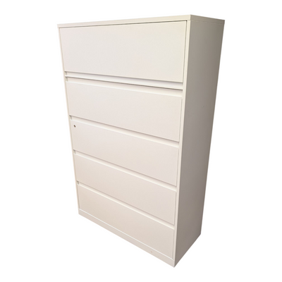 Steelcase 5-Drawer Lateral File Cabinet - White, 42inX18inX65.5in