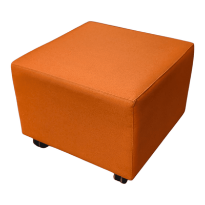 21" x 21" x 16.5" Steelcase Await Orange Mobile Ottoman TB117 Model 460-H SOS260208 | Pre-Owned Office Ottoman with Rolling Casters