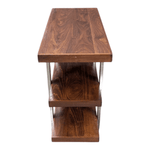 32" x 13.5" x 25.5" 3-Tier Riser with Wood Shelves and Chrome Frame US260080 | Pre-Owned Office Storage Riser for Desk Organization
