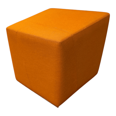 18" x 19" x 18.75" Leland Orange Fabric Ottoman SOS260206 | Pre-Owned Office Ottoman for Flexible Seating