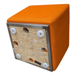 18" x 19" x 18.75" Leland Orange Fabric Ottoman SOS260206 | Pre-Owned Office Ottoman for Flexible Seating