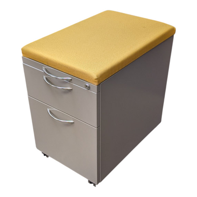 AIS Box/File Mobile Pedestal with Yellow Cushion Top, 14.75inX22inX22.75in