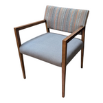 Gunlocke Wood Frame Side Chair – Multicolored Back & Grey Seat