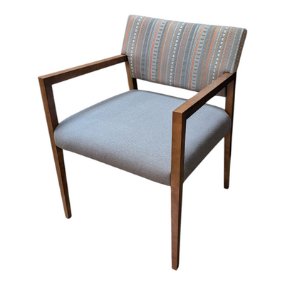 Gunlocke Wood Frame Side Chair – Multicolored Back & Grey Seat