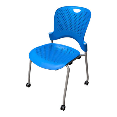 Herman Miller Caper Armless Stack Chair with Casters – Blue