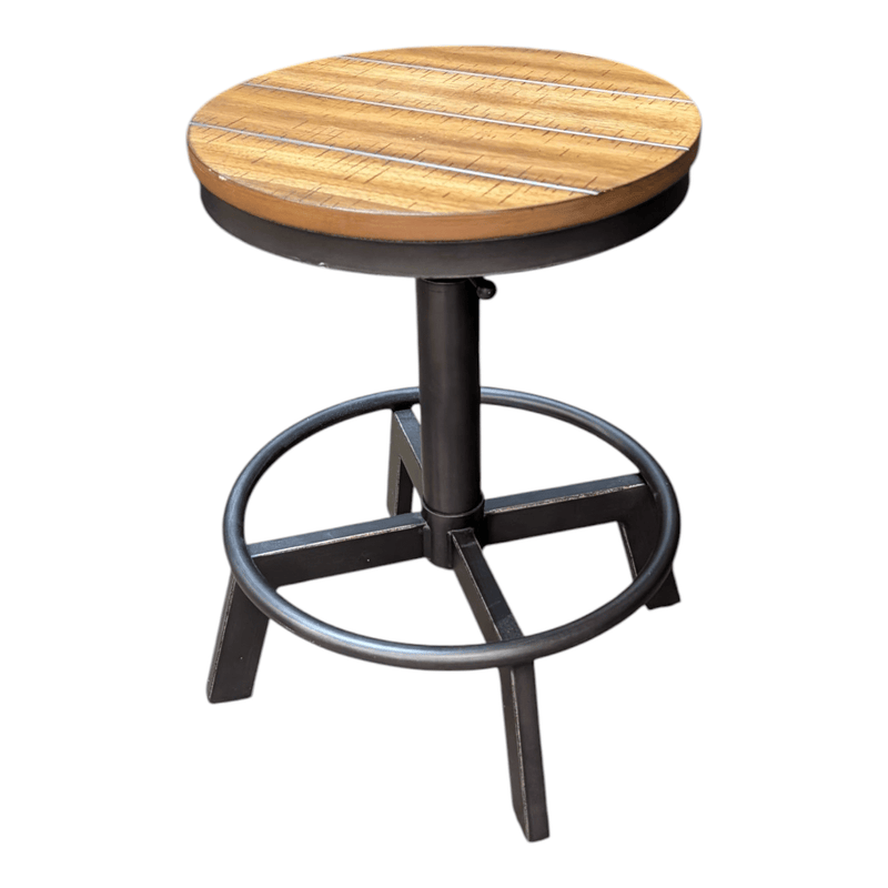 Ashley Furniture Height Adjustable Stool - Wood Seat and Black Metal Frame