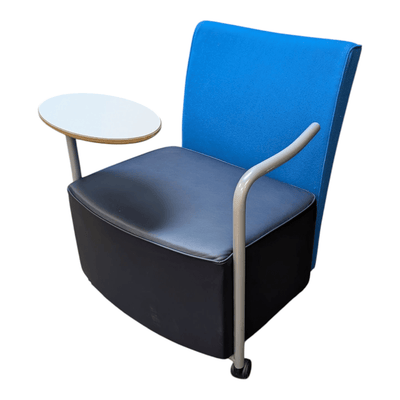 Herman Miller Celeste Tablet Lounge Chair – Dark Blue Vinyl Seat, Blue Fabric Back