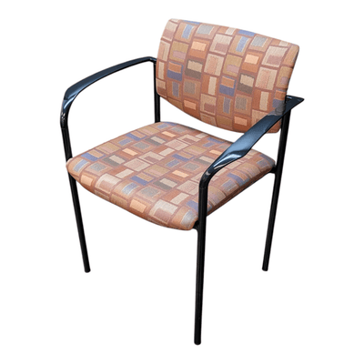 Steelcase Player Guest Chair – Orange Multicolored Fabric, Black Metal Legs