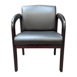 Office Star Black Vinyl Seat Wood Frame Side Chair