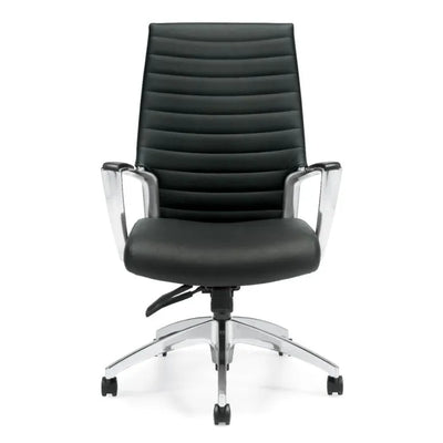Global Accord High Back Task Chair, Black with Chrome Frame.