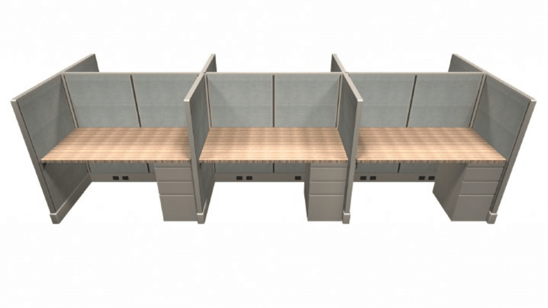 30" x 60" Six-Pack Workstation with 53" Monolithic Panels and Fixed Pedestals | OPS2 Panel System
