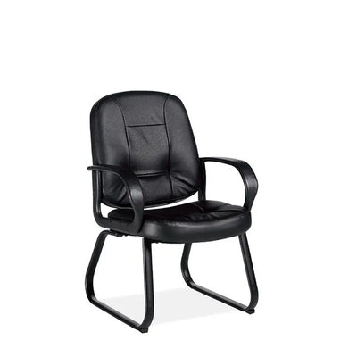 Global Arno Guest Chair, black metal frame and upholstery.