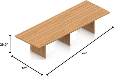 Conference Table Offices To Go 12 FT | Rectangular Laminate with Steel Pedestal Base