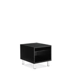 Global Citi square end table with open storage, black with chrome legs.
