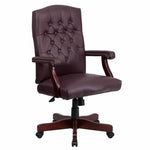 Executive Chair Flash Furniture Martha Washington 801L-LF0019-BY-LEA-GG | Burgundy LeatherSoft with Button Tufting