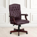 Executive Chair Flash Furniture Martha Washington 801L-LF0019-BY-LEA-GG | Burgundy LeatherSoft with Button Tufting