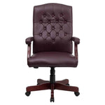Executive Chair Flash Furniture Martha Washington 801L-LF0019-BY-LEA-GG | Burgundy LeatherSoft with Button Tufting