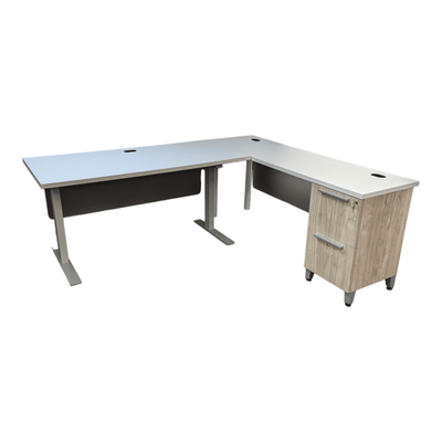 Allsteel Right Handed Sit-to-Stand Desk with a File/File Ped.