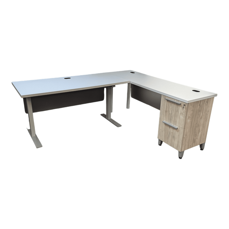 Allsteel Right Handed Sit-to-Stand Desk with a File/File Ped.