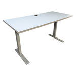 Allsteel White Top and Silver Base Sit to Stand with RH FF Return