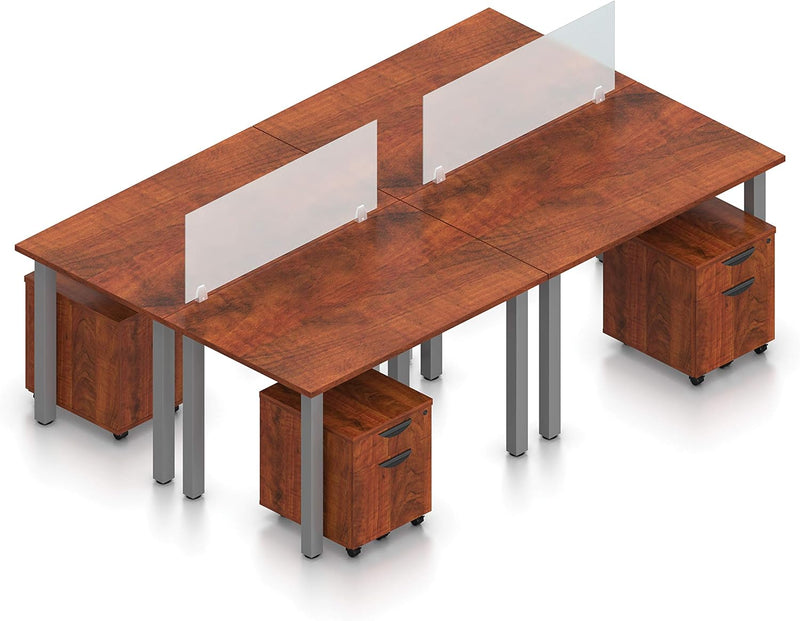 48" x 24" Rectangular Height Adjustable Desk with Acrylic Panel & Mobile Pedestal | Ergonomic Sit-Stand Workstation