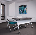 Office Star 5' White Frame With Slate Grey Top - Multipurpose Table in White/Slate Grey