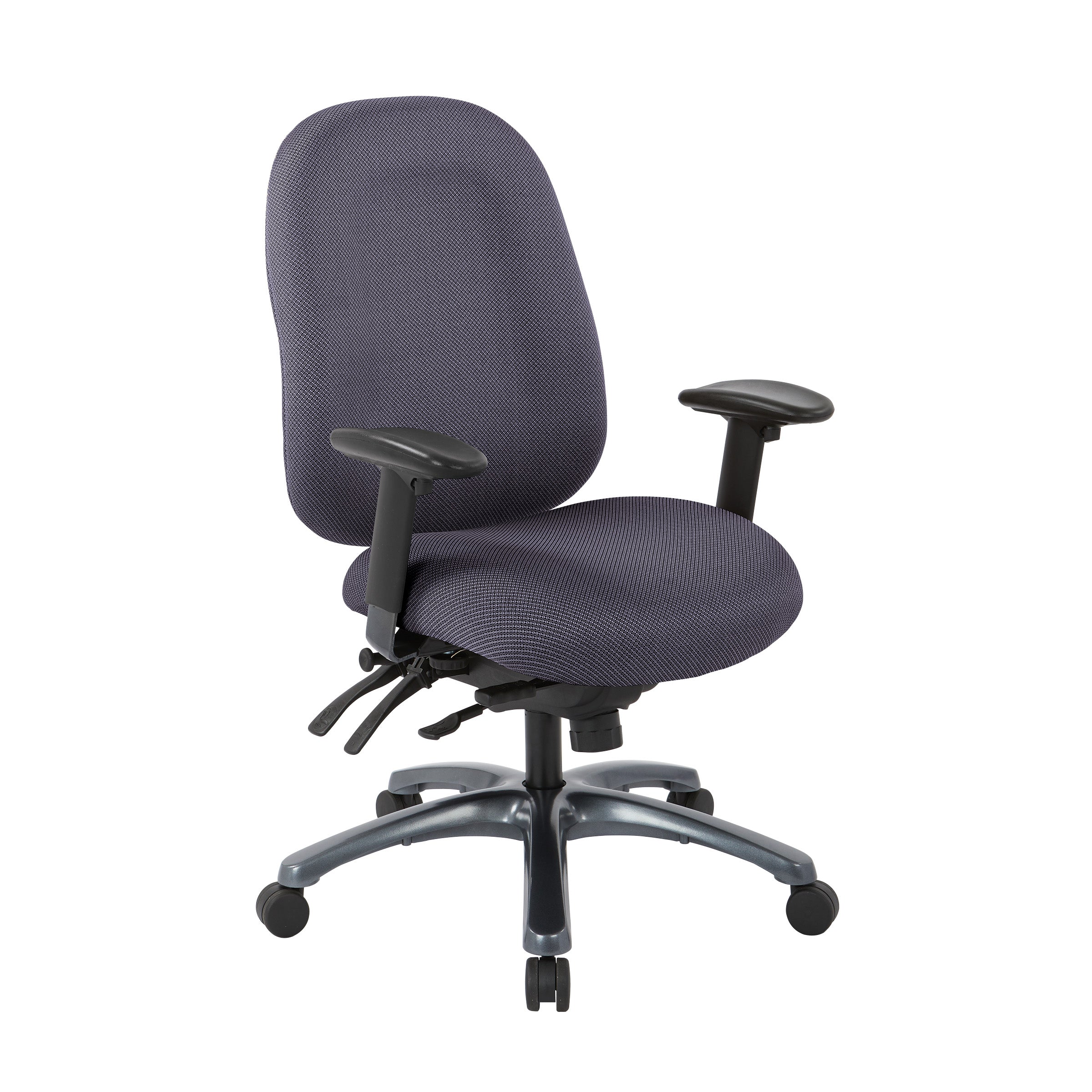 Multi-Function High Back Chair with Seat Slider and Titanium Finish Ba ...