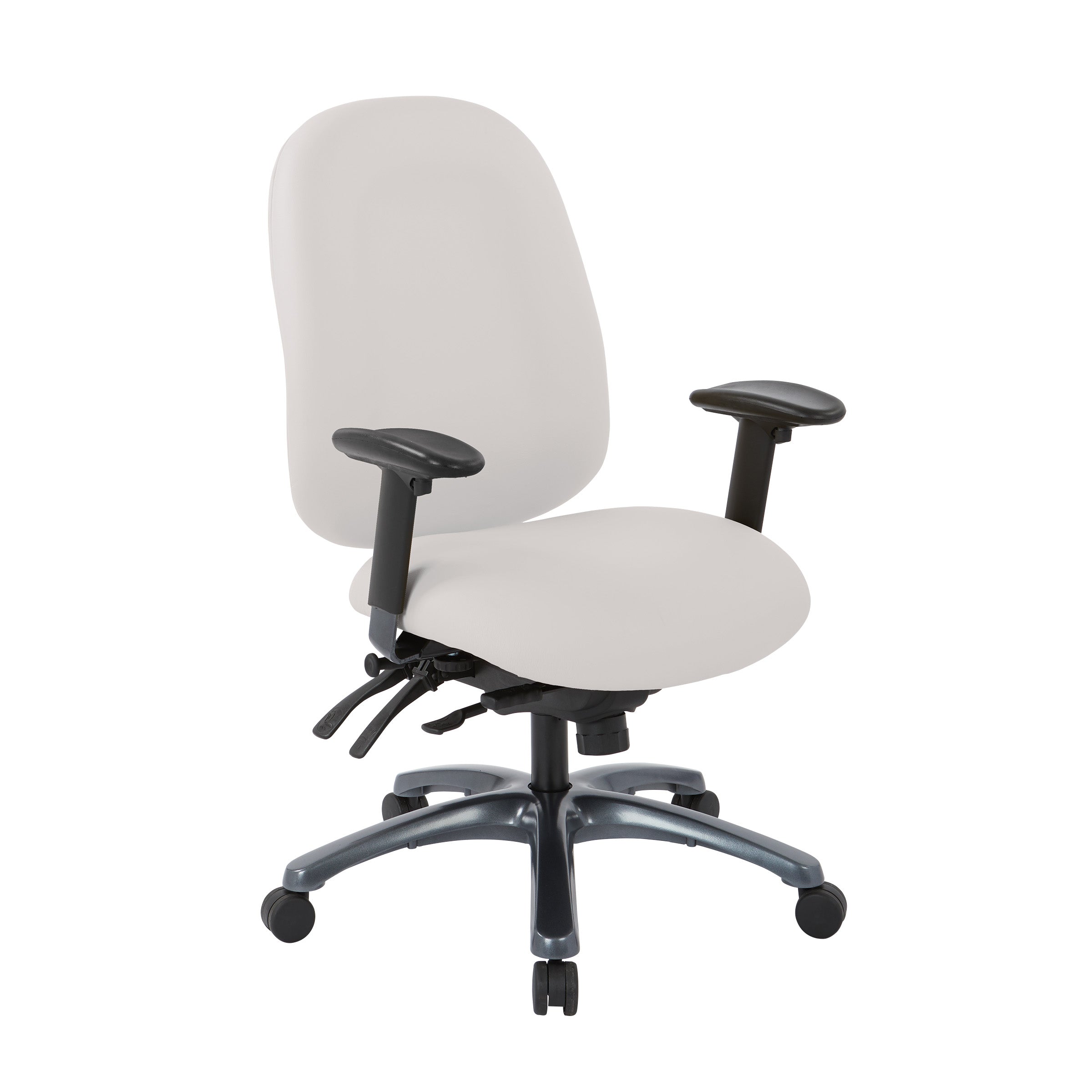 Multi-Function High Back Chair with Seat Slider and Titanium Finish Ba ...