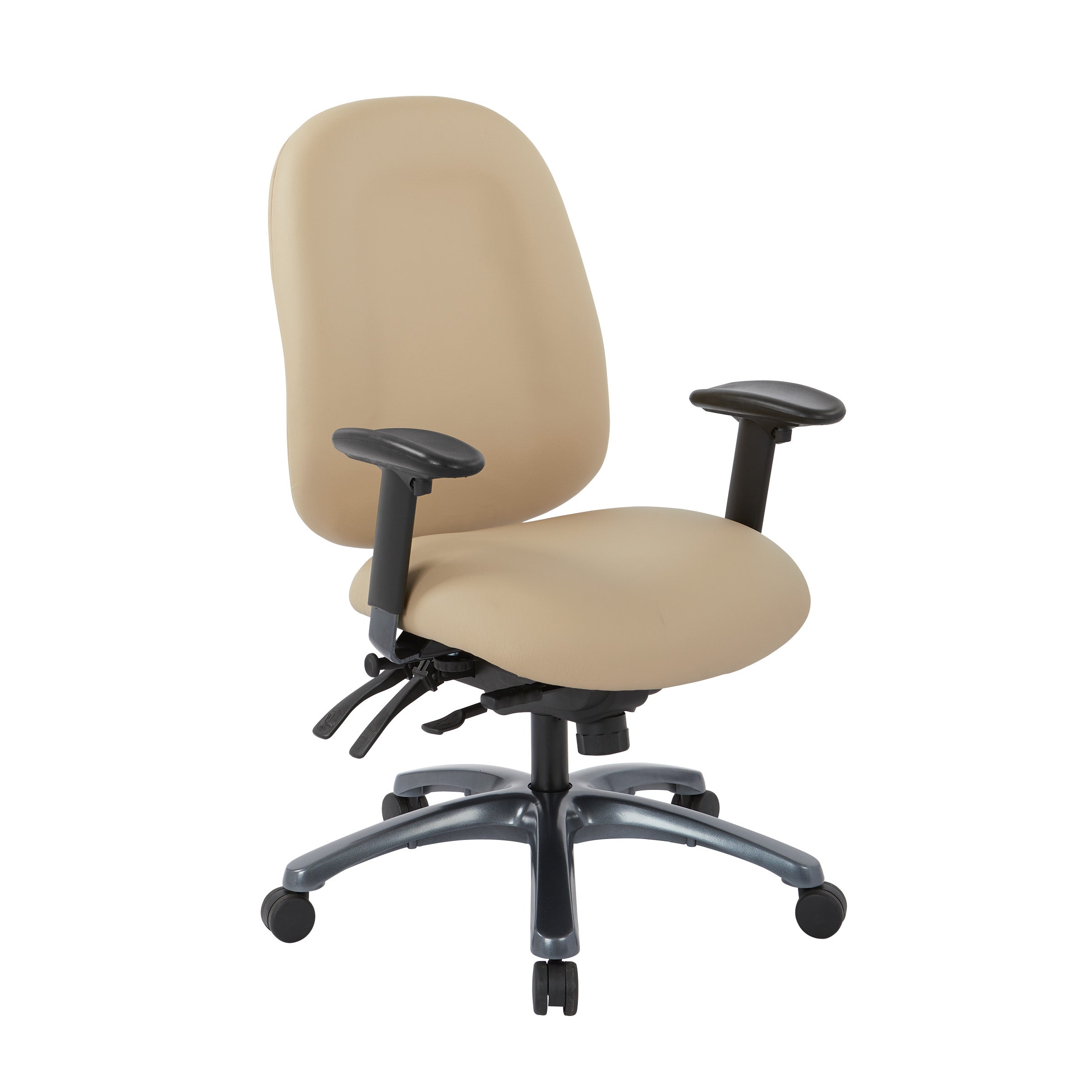 Multi-Function High Back Chair with Seat Slider and Titanium Finish Ba ...